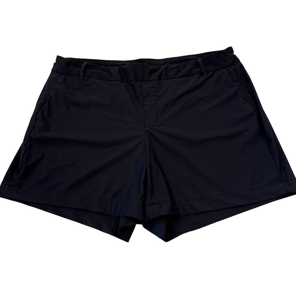 Spanx Black Pull On Chino Shorts Womens Plus Size 1X Stretch High Rise Casual